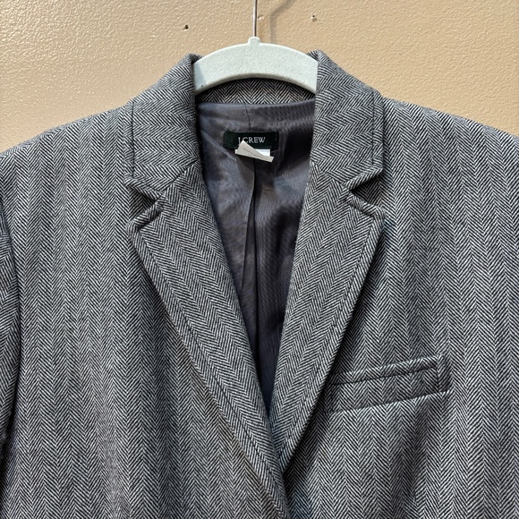 J.Crew Wool Herringbone Single Breasted Blazer Black/White Size 4 - Picture 2 of 7